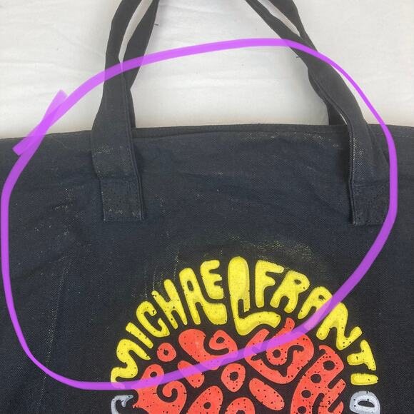 Michael Franti & Spearhead Black Heart Tote Bag Black Cotton Canvas Graphic Zip - Picture 2 of 8